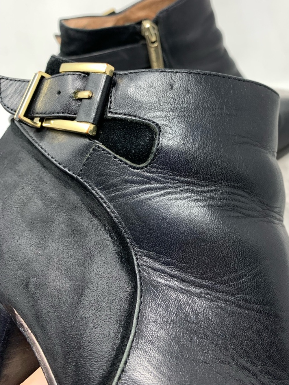 Louise Et Cie Vasca Black Leather & Suede Ankle Boot with Buckle 8 Preppy Chic - Picture 12 of 16